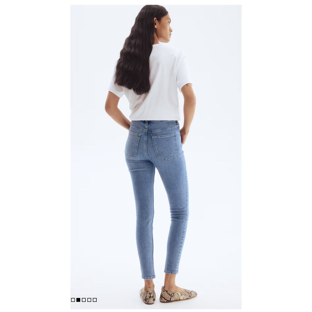 H&M Light Blue Denim Stretch Skinny Regular‎ Waist Full Length Jeans Women Sz 4